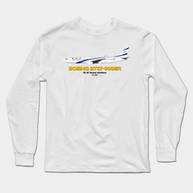 Boeing B737-900ER - El Al Israel Airlines Long Sleeve T-Shirt by TheArtofFlying